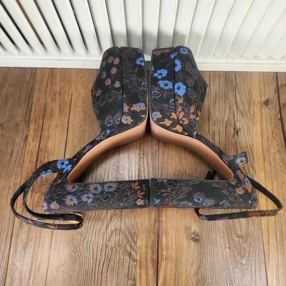 ASOS Design Peaked Platform High Heels Womens Size 9 Black Floral Chunky Shoes - Picture 5 of 11